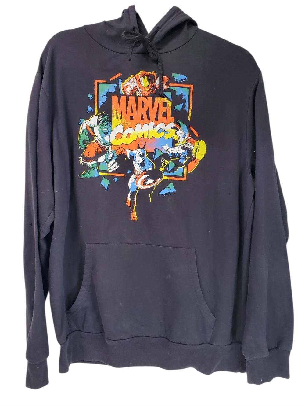 Marvel Avengers Vintage Style Hoodie Guycore Blokecore Grunge Rock Black Large